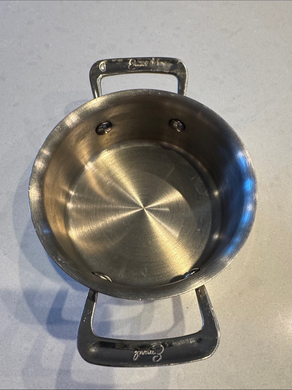 Stainless Steel Two-Handle Saucepan in Silver emeril pro clad 2 cup tri ply